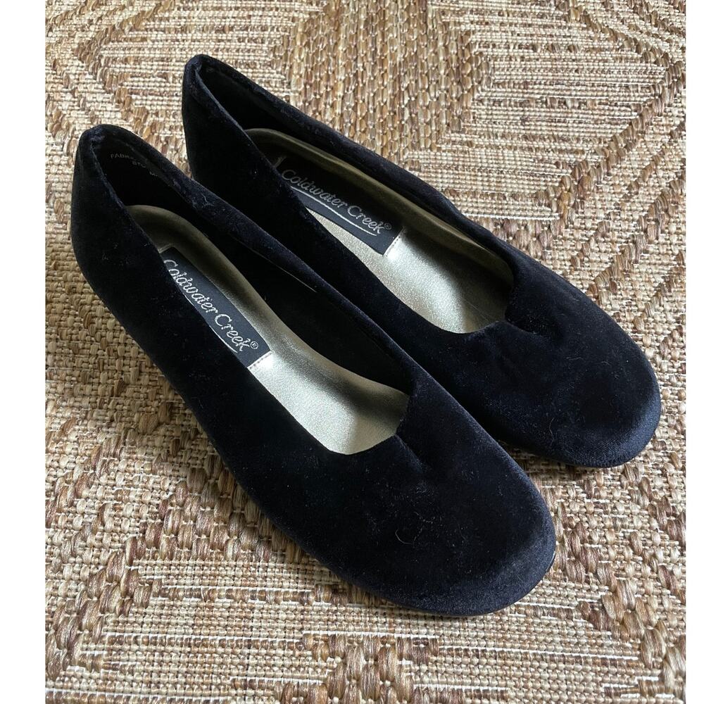 Coldwater Creek Black Velvet wedge slip on round toe woman's 7.5 M